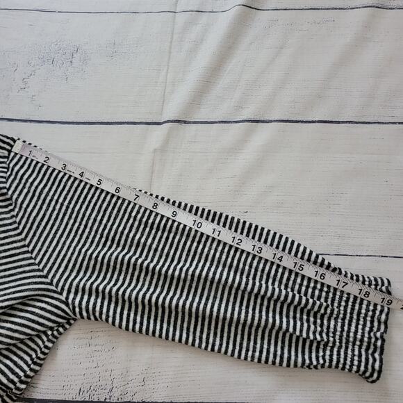 Lucky Brand Size XL Striped Ruffle Sweater Balloon Sleeve Feminine Pullover - Picture 6 of 9